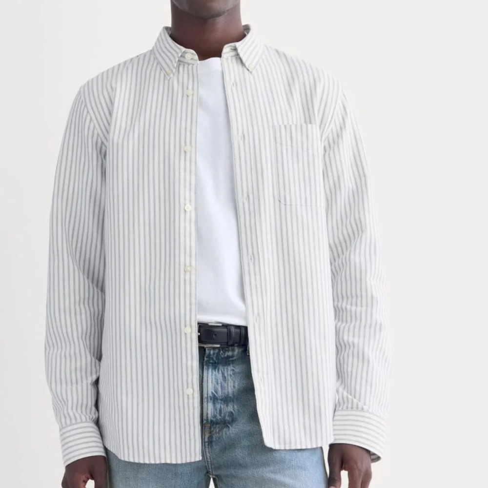 Everlane THE MEN’S JAPANESE SLIM OXFORD | Striped Shirt - Black and White